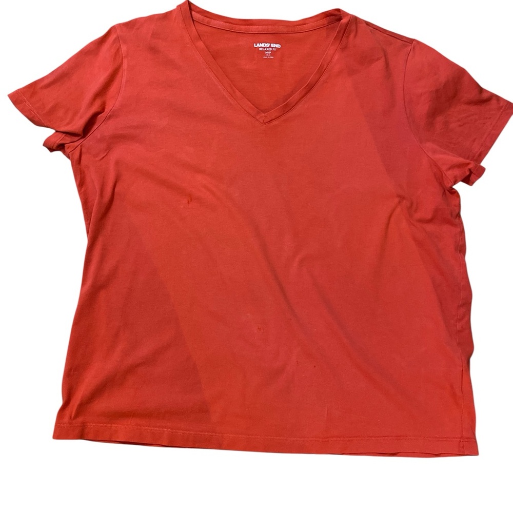 Lands’ End Women’s Relaxed Fit V-Neck Tee Shirt | Red | Size M (10–12) | in Peru - Picture 5 of 5